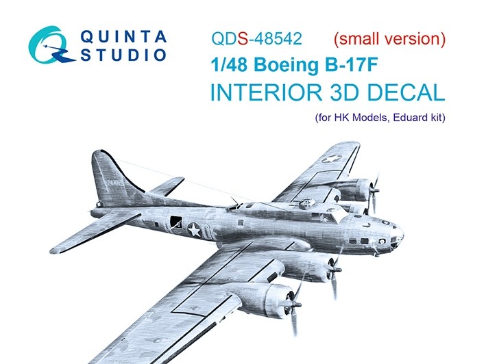 Quinta Studio QDS-48542 Boeing B-17F (HK models, Eduard) (малая версия) 3D Декаль интерьера кабины 1/48