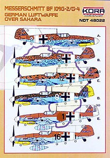 Kora Model NDT48022 Bf 109G-2/G-4 Luftwaffe over Sahara декали 1/48