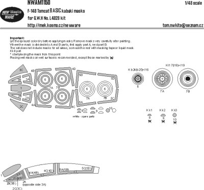 New Ware NWA-M1150 Mask F-14B Tomcat BASIC (GWH) 1/48