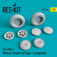Reskit RS32-0334 F4F/FM-2 Wildcat wheels set type 1 (weighted)  Revell, Trumpeter 1/32