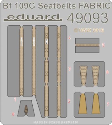 Eduard 49093 Bf 109G seatbelts FABRIC 1/48