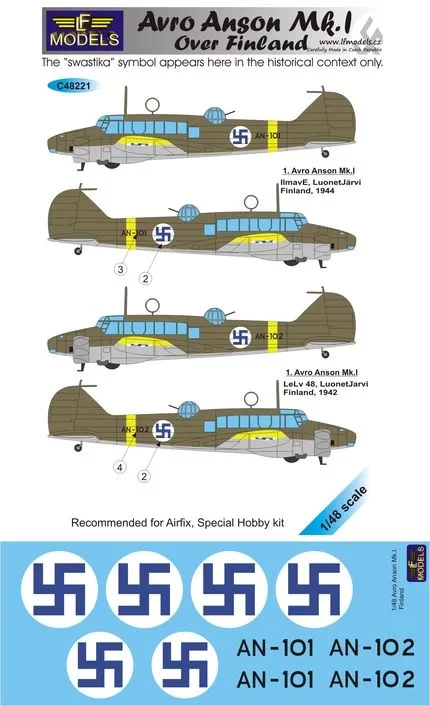 Lf Model C48221 Decals Avro Anson Mk.I over Finland 1/48