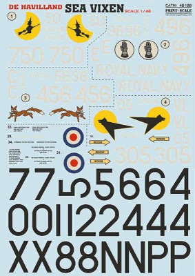 Print Scale 48-188 De Havilland Sea Vixen The complete set 2 leaf 1/48