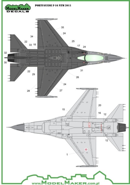 Model Maker Decals D48034 Portuguese Lockheed-Martin General-Dynamics F-16A NTM 2011 1/48