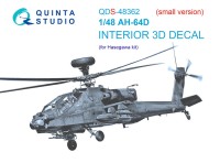 Quinta studio QDS-48362 AH-64D (Hasegawa) (Малая версия) 3D Декаль интерьера кабины 1/48