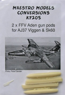 Maestro Models MMCK-7205 1/72 Aden gun pods (2pcs.) for AJ37 Viggen/Sk60
