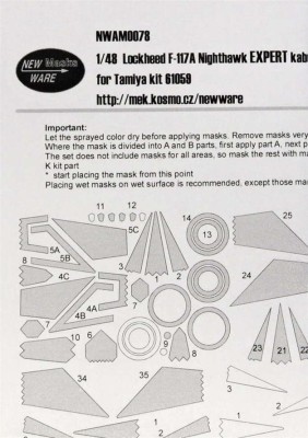 New Ware NWA-M0078 1/48 Mask F-117A Nighthawk EXPERT (TAM 61059)
