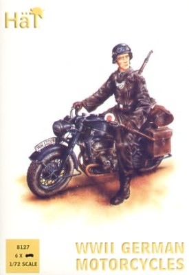 HAT 8127 German Zundapp Motorcycles (WWII) 6 bikes, 15 riders 6 standing figures 1/72