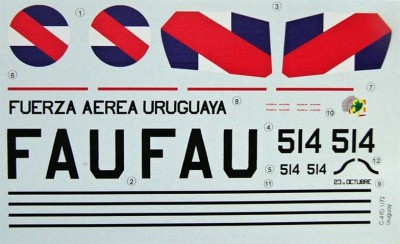 LF Model C72106 Decals Douglas C-47D over Uruguay (ITAL) 1/72