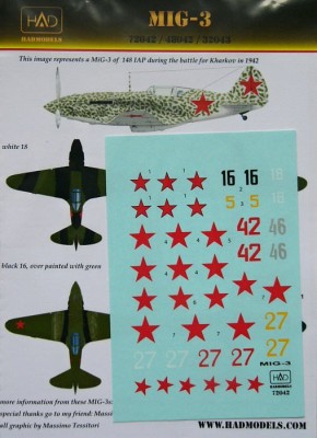 HAD 72042 Decal MiG-3 (5x Russian camo) Part 1 1/72