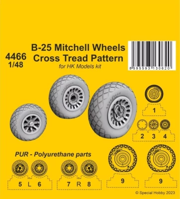 CMK 4466 B-25 Mitchell wheels Cross Tread P. (HK MOD.) 1/48