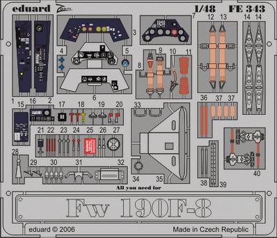 Eduard FE343 Fw-190F-8 (TAM) 1/48 фототравление Zoom Цветное