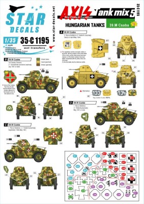 Star Decals 35-C1195 Axis &amp; East European Tank mix # 5. Hungarian tanks in WW2, 39.M Czaba Armoured Car 1/35