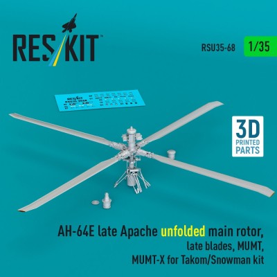 Reskit RSU35-068 AH-64E late Apache unfolded main rotor set 2 1/35