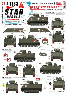 Star Decals 72-A1183 Vietnam M113T-54 and T-55 tanks.MPLA/FAPLA in 1970-80s.T-54B, T-55, T-55A and T-55AM 1/72