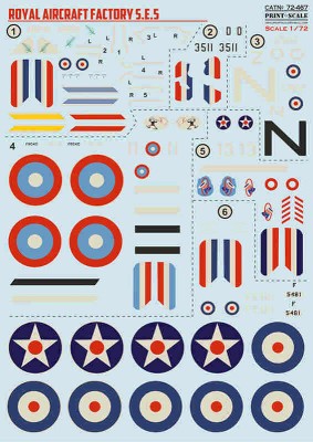 Print Scale C72467 Royal Aircraft Factory S.E.5 (wet decal) 1/72