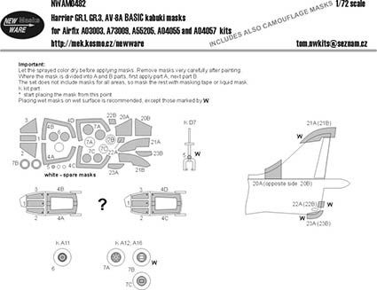 New Ware NWA-M0482 1/72 Mask Harrier GR.1/GR.3/AV-8A BASIC (AIRFIX)