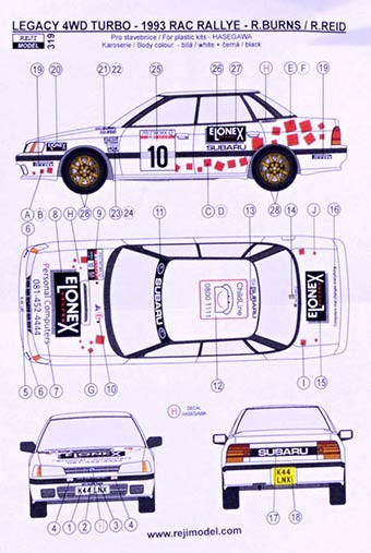 Reji Model 319 Transkit Subaru Legacy RS RAC Rally 1993 1/24