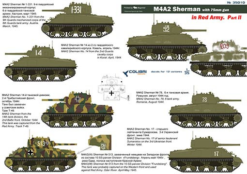 Colibri decals 35010 M4A2 Sherman in Red Army Part II 1/35
