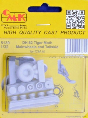 CMK 5139 DH.82 Tiger Moth Mainwheels &amp; Tailskid (ICM) 1/32