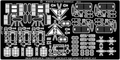 White Ensign Models PE 2013 BISMARCK AIRCRAFT &amp; HANDLING GEAR 1/200