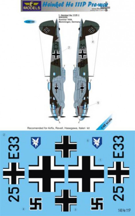 Lf Model C48189 Decals Heinkel He 111P Pre-war (AIR,REV,HAS) 1/48