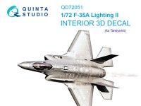 Quinta Studio QD72051 F-35A Lighting II (Tamiya) 3D Декаль интерьера кабины 1/72