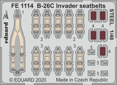 Eduard FE1114 1/48 B-26C Invader seatbelts STEEL (ICM)