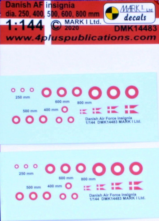 4+ Publications 14483 1/144 Decals Danish AF insignia (2 sets)
