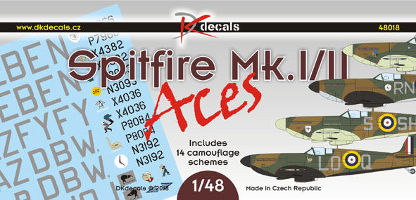 Dk Decals 48018 Spitfire Mk.I/II ACES (14x camo) 1/48
