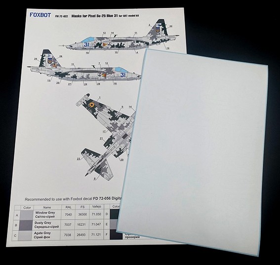 Foxbot Decals FM72022 Masks for Sukhoi Su-25 'Blue 31', Ukranian Air Forces, Pixel camouflage 1/72