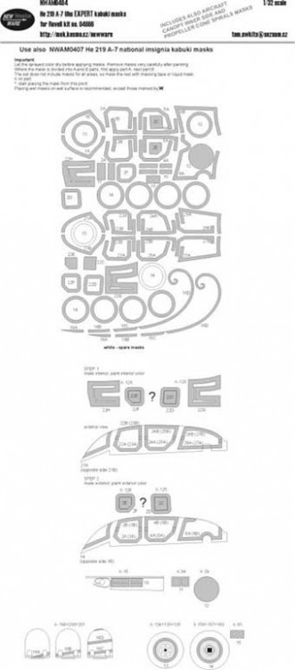 New Ware NWA-M0404 1/48 Mask He 219 A-7 UHU EXPERT (REV 04666)