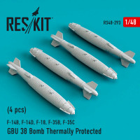 Reskit RS48-0293 GBU 38 Bomb Thermally Protected (4 pcs) (F-14B, F-14D, F-18,F-35B,F-35C) Kitty Hawk, Italeri, Hobby Boss, Tamiya. Hasegawa, Meng, Academy, Revell, Kinetic 1/48