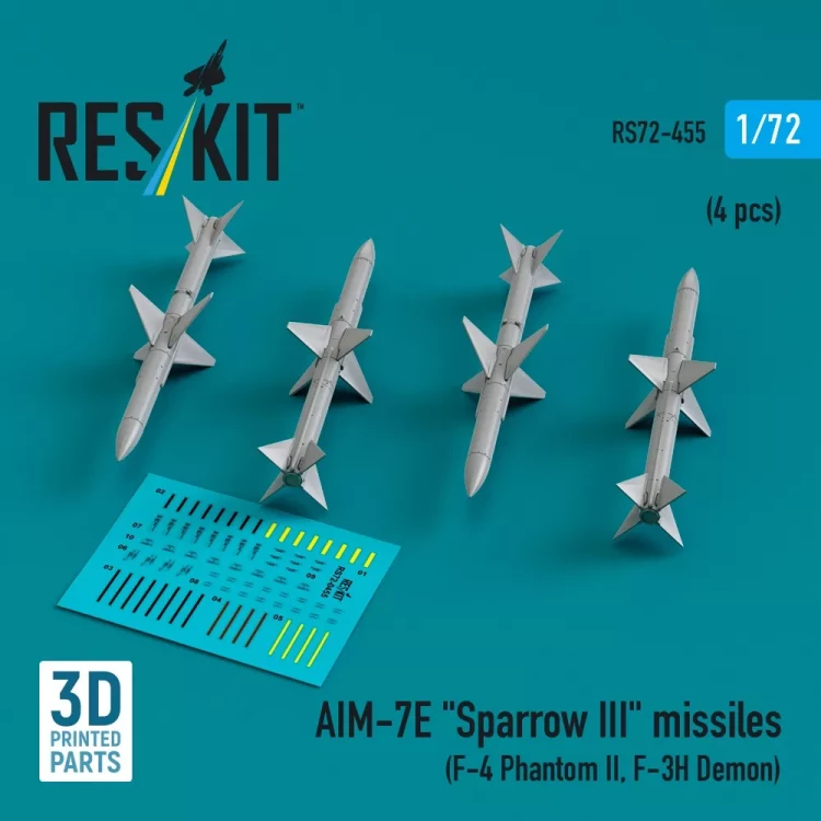 Reskit 72455 AIM-7E 'Sparrow III' missiles (4 pcs.) 1/72