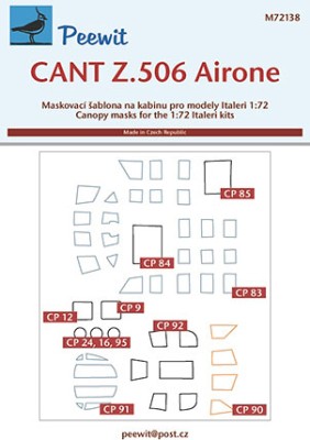 Peewit PW-M72138 1/72 Canopy mask CANT Z.506 Airone (ITAL)
