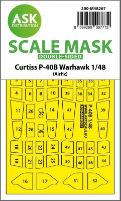 Art Scale 200-M48267 Curtiss P-40B Warhawk canopy frame paint mask (inside and outside) 1/48