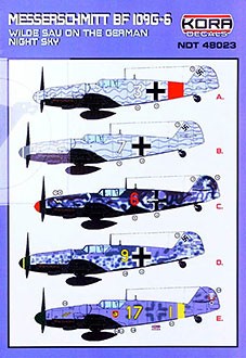 Kora Model NDT48023 Bf 109G-6 Wilde Sau on the Night Sky декали 1/48