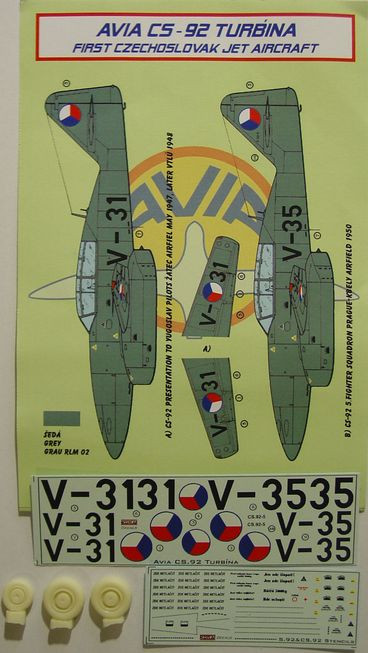 Kora Model DEC72183 Avia CS-92 Turbina (Czechoslovakia) декали декали 1/72