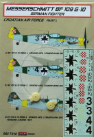 Kora Model DEC7298 Bf 109 G-10 (Croat. Air Force) Part 1 декали декали 1/72