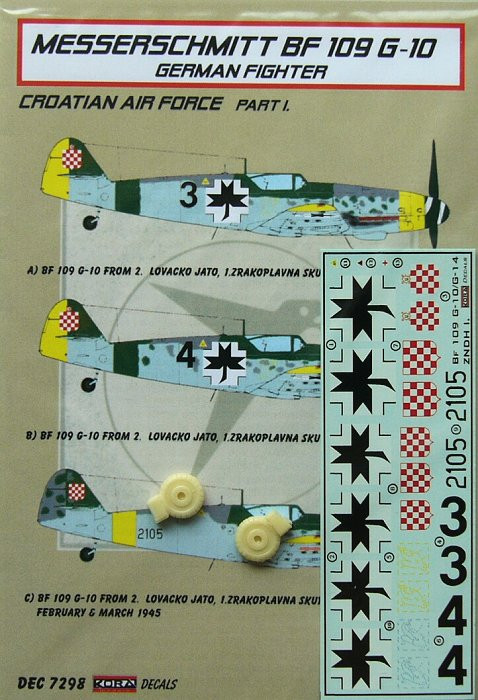Kora Model DEC7298 Bf 109 G-10 (Croat. Air Force) Part 1 декали декали 1/72