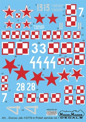 Model Maker Decals D48040 Yakovlev Yak-1/Yak-3/Yak-7/Yak-9 in Polish service vol. 1 1/48