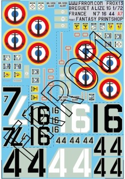 Frrom-Azur FROX13 Breguet AlizГ© 1G France with badges for 4F, 6F, 9F, 2S, 10S, 59S A7 size 1/72
