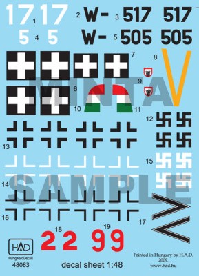 HAD 72083 Decal Fw-190 F-8 red 2, 9, W-517, w505 1/72