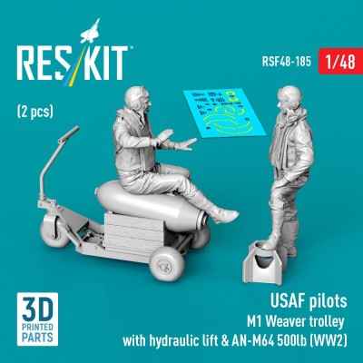 Reskit RSF48-185 USAF pilots (2 pcs.) &amp; M1 Weaver trolley 1/48
