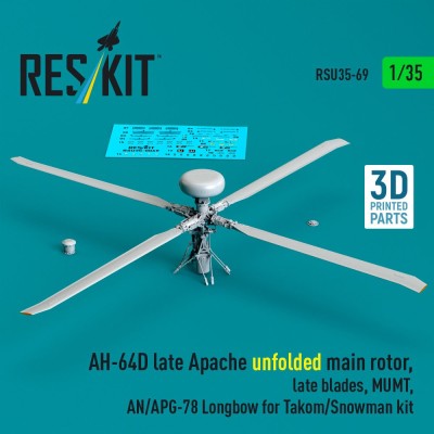 Reskit RSU35-069 AH-64D late Apache unfolded main rotor set 1/35