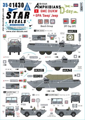 Star Decals 35-C1430 D-Day DUKW + SEEP.British Amphibians # 2.297 Coy (GT) RASC and Beach Group 1/35
