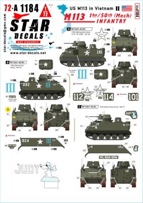 Star Decals 72-A1184 Vietnam M113 T-54 and T-55 tanks.MPLA/FAPLA in 1970-80s.T-54B, T-55, T-55A and T-55AM 1/72