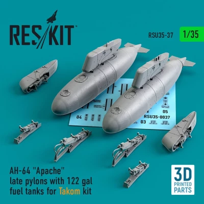 Reskit RSU35-0037 AH-64 late pylons w/ 122 gal fuel tanks 1/35