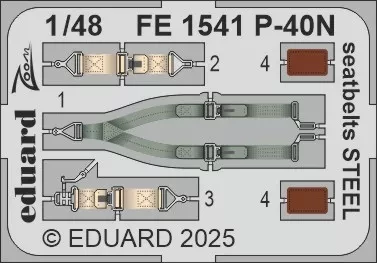 Eduard FE1541 P-40N seatbelts STEEL (EDU) 1/48