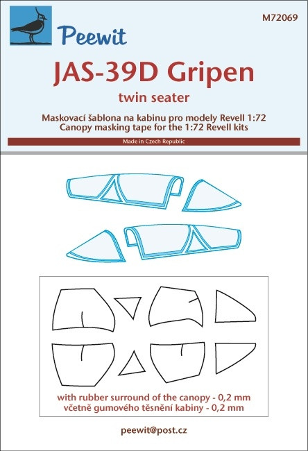 Peewit PW-M72069 1/72 Canopy mask JAS-39D Gripen (REV)